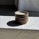 Set of 6 handmade ceramic deep plates in glazed beige D19.5 H4