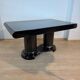 Art Deco dining table in black piano lacquer & metal, 1930
