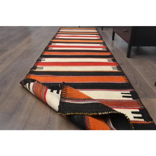 Vintage Turkish Oushak Handmade Wool Cotton Brown Runner Rug 79x337