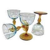 4 old two-tone George Sand wine glasses