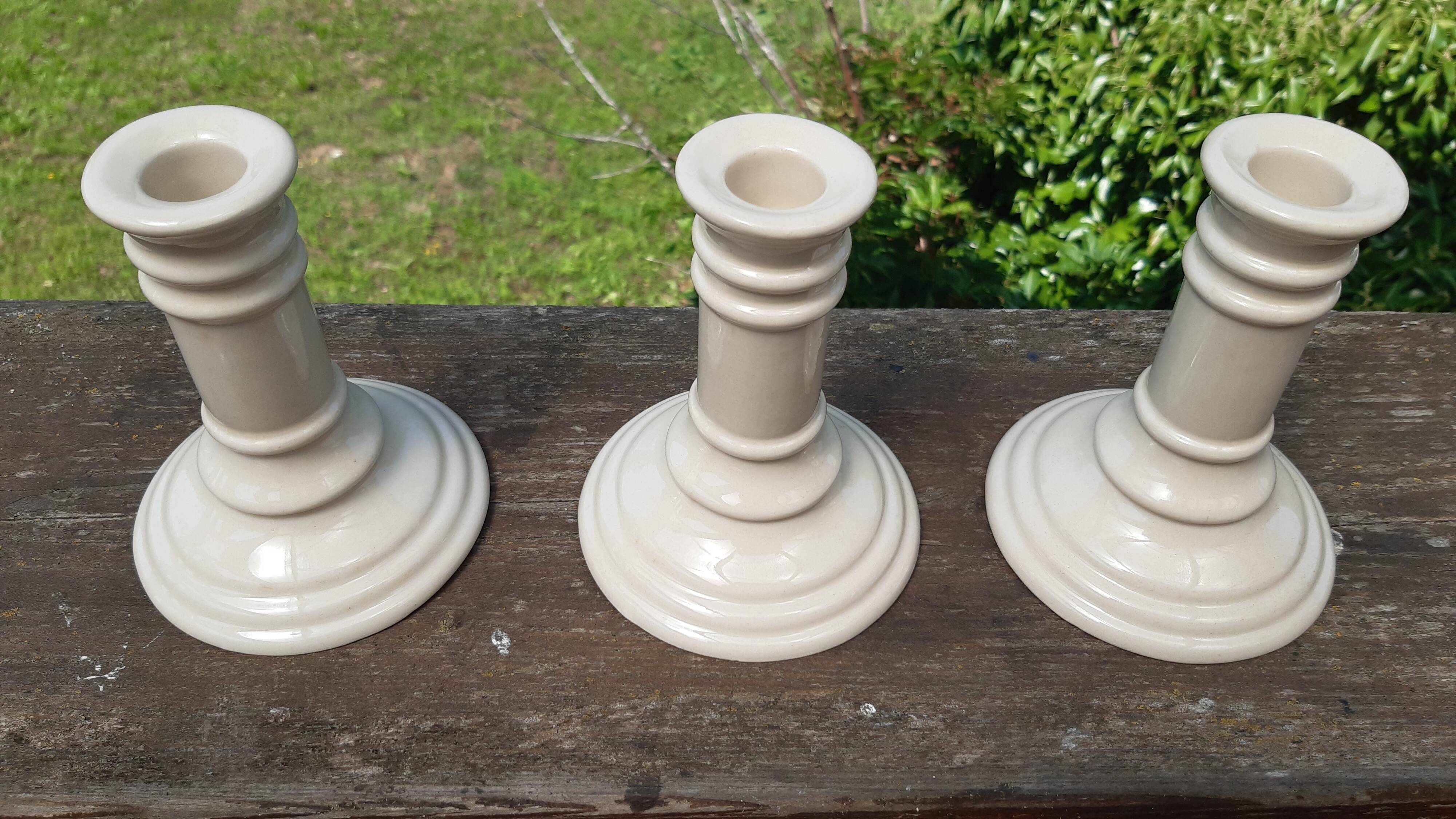 Set of 3 ceramic candle holders
