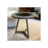 Treviso table in brass and red edition lacquer top