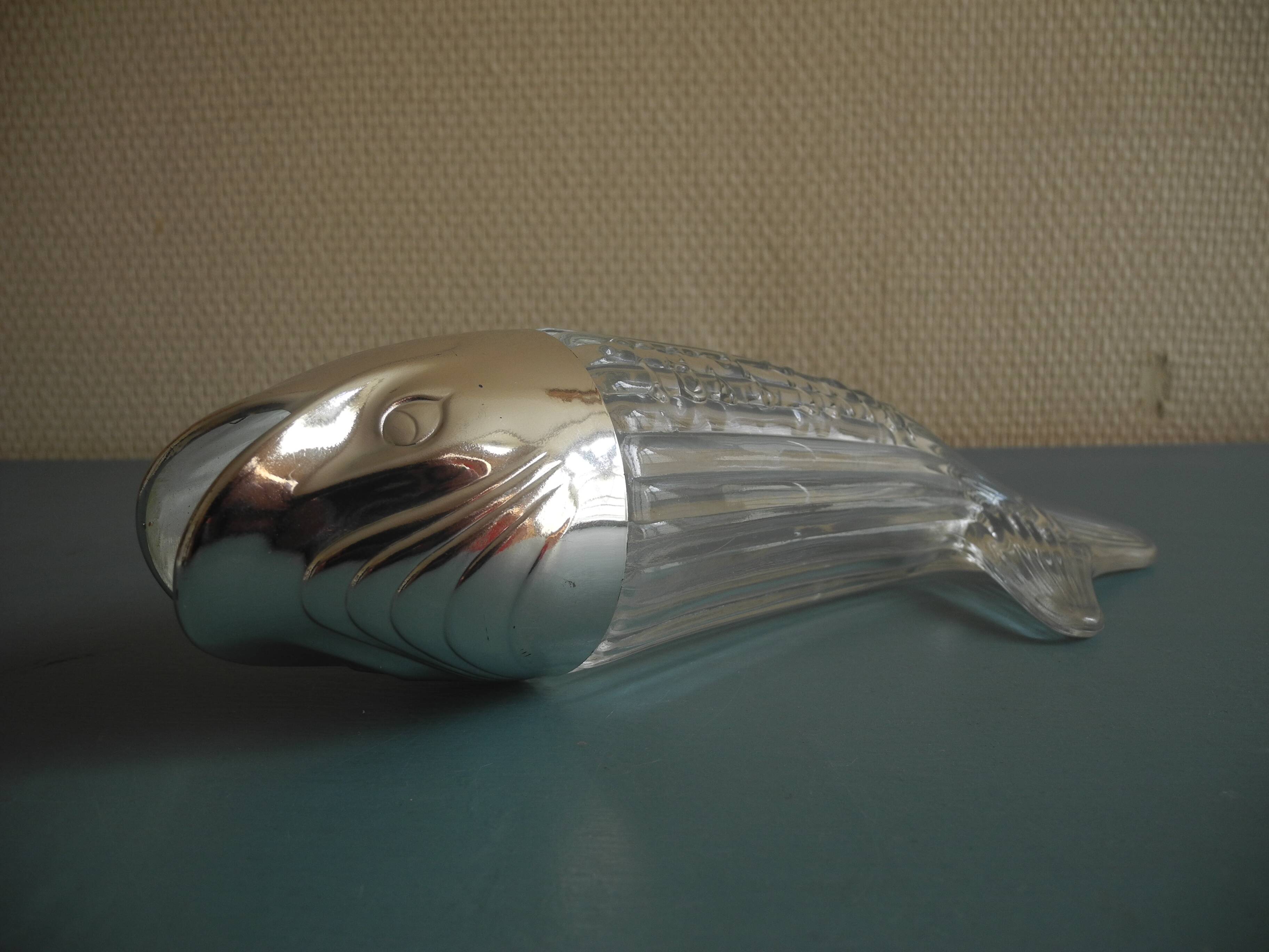 vintage glass fish nut dispenser whale table art