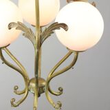 Antique Italian Brass and Opaline Chandelier