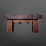 Table basse brutaliste en chêne, France années 1950