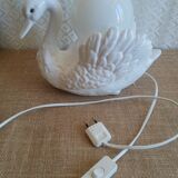 Vintage opaline globe bedside swan lamp