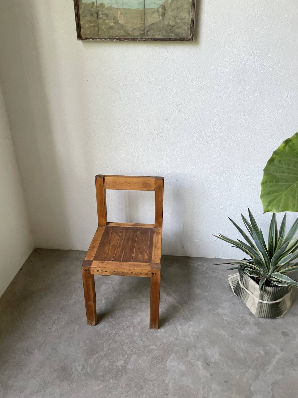 Brutalist pine chair