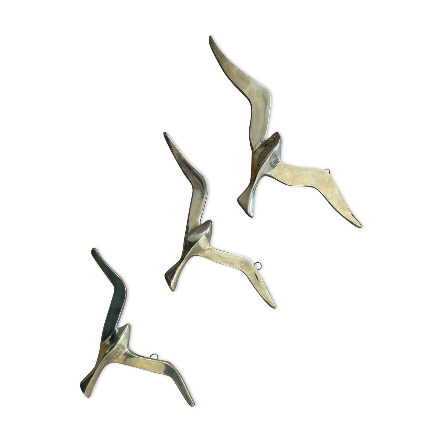 Set wall decoration birds (swallows) in vintage brass