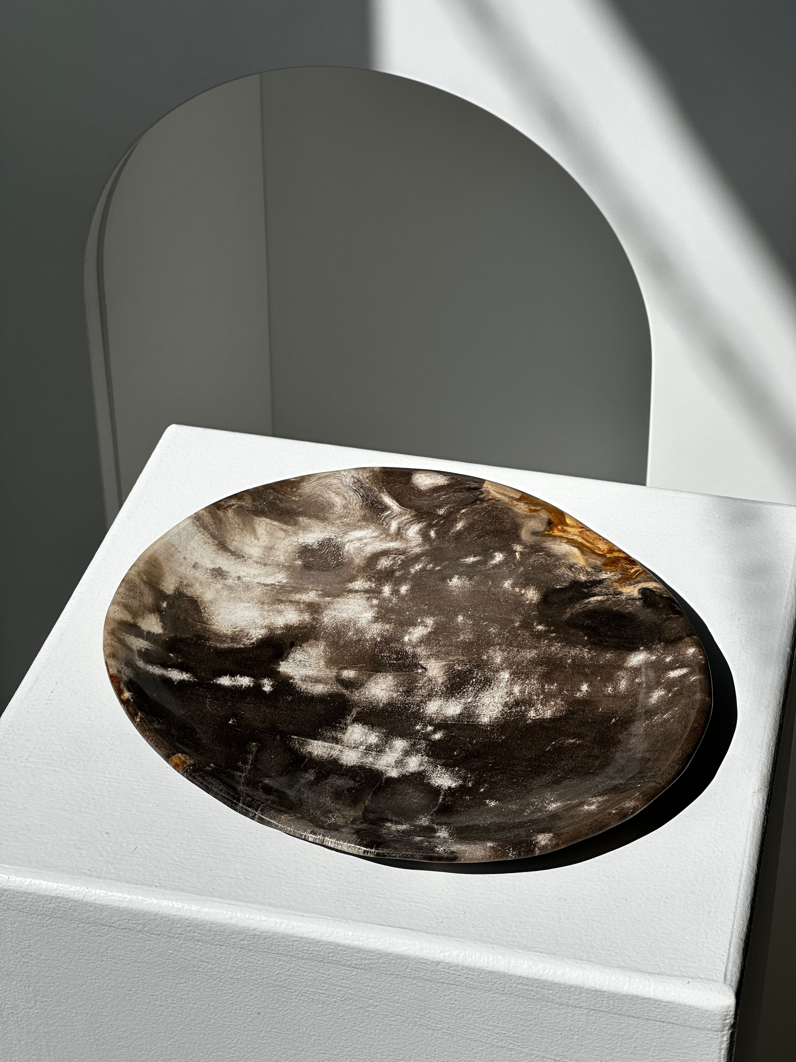 Dish in petrified wood