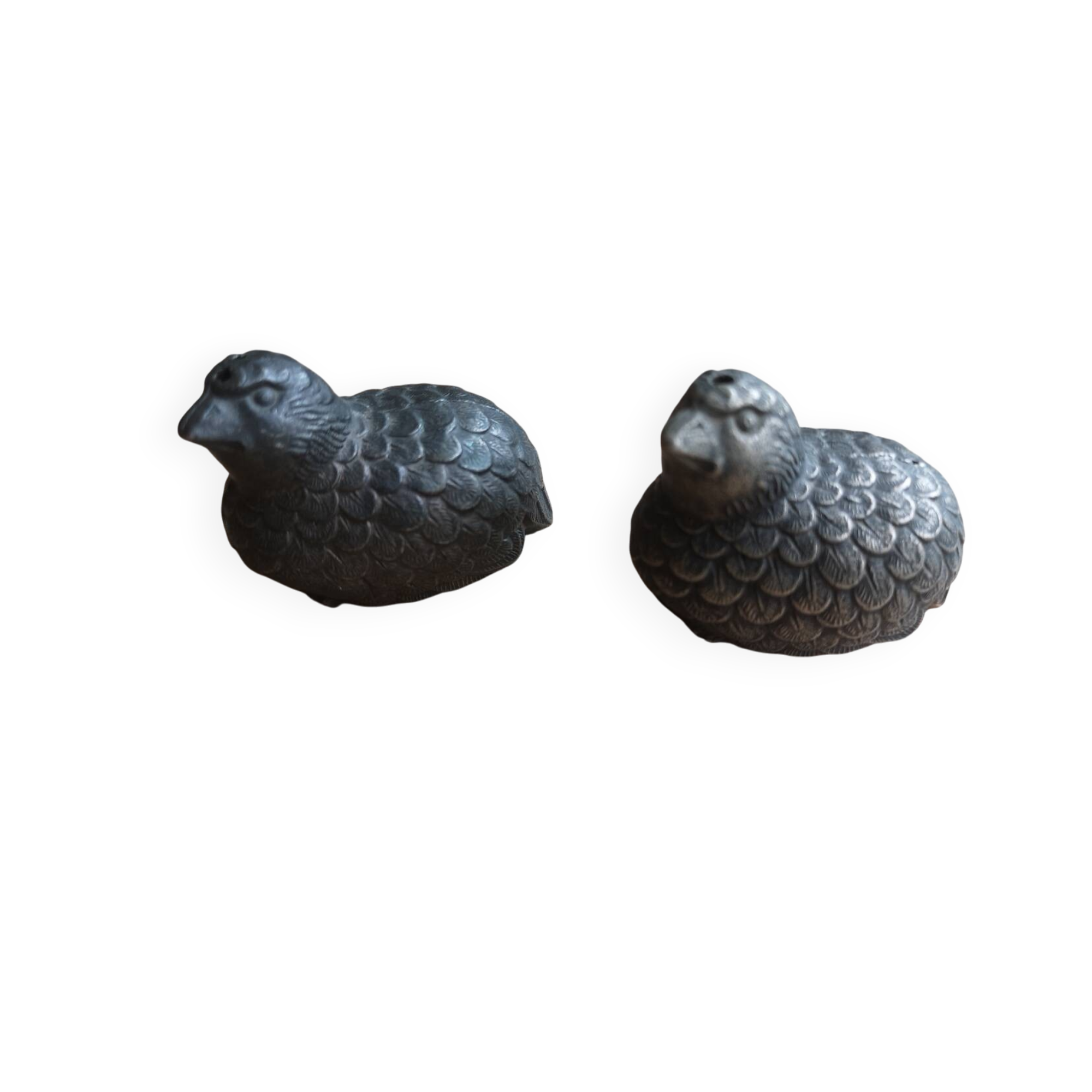 Art Deco quail salt cellars