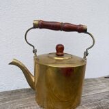 Teapot in gilded brass and wood