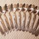 Set 11 dessert spoons in silver metal