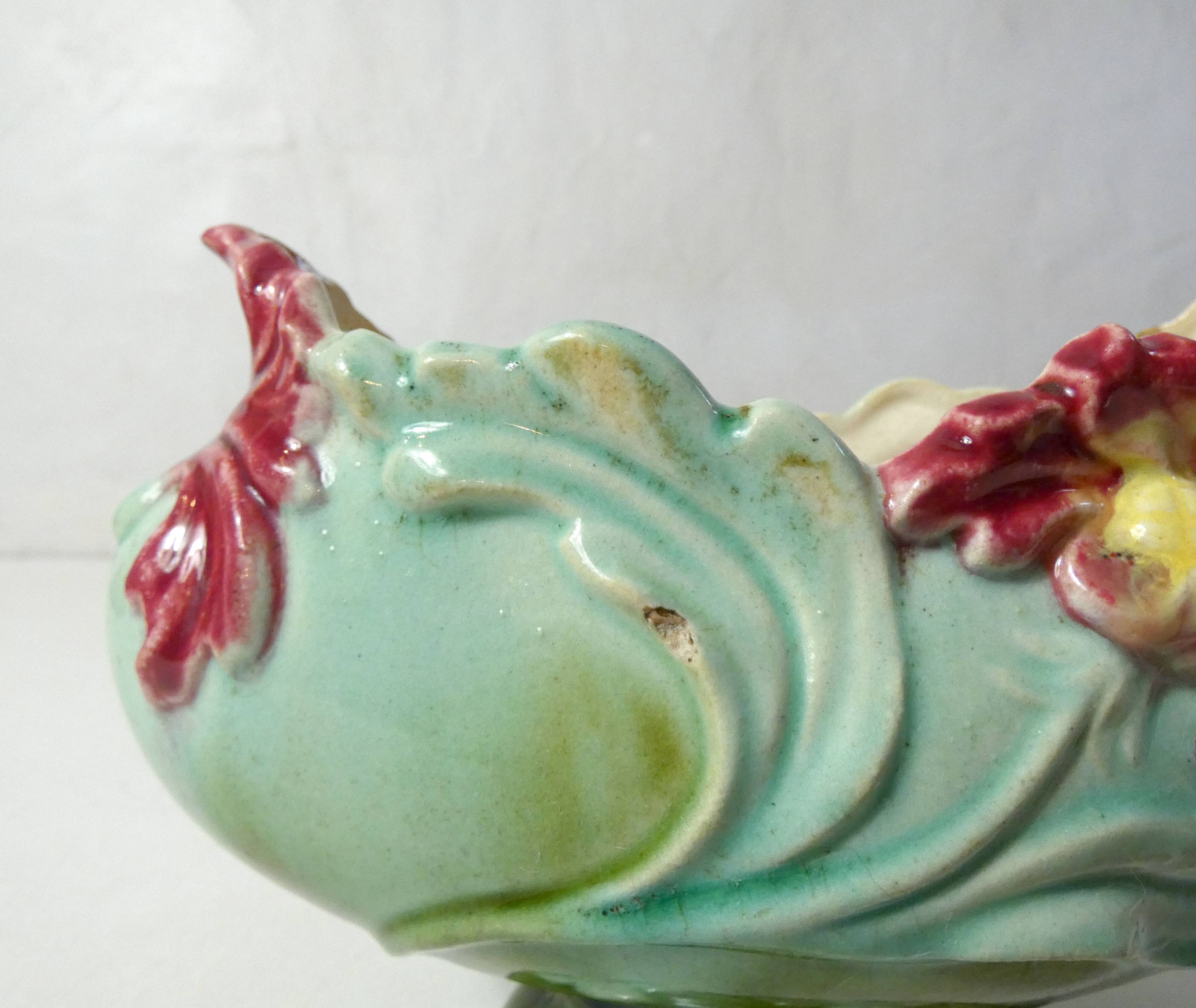 Old barbotine small earthenware planter