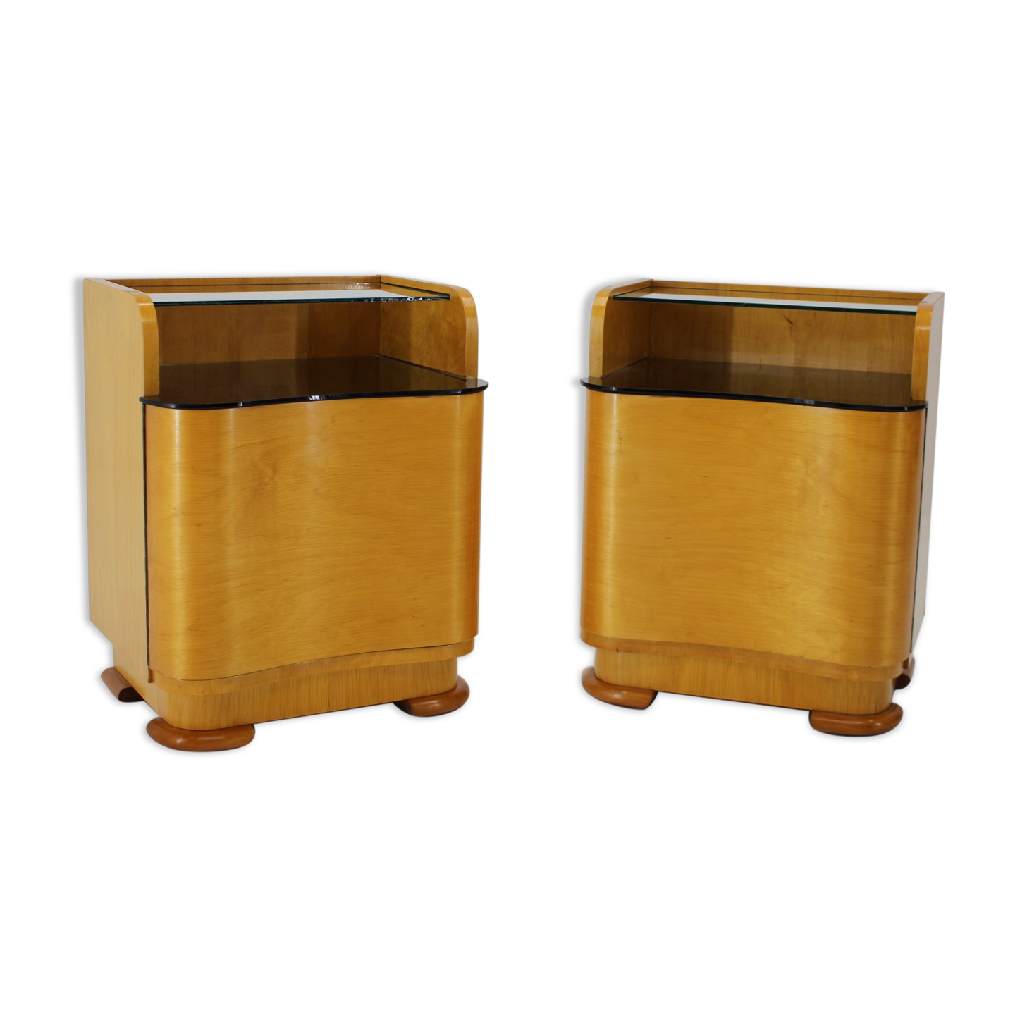 1940s Pair of Art Deco Bedside Tables, Czechoslovakia
