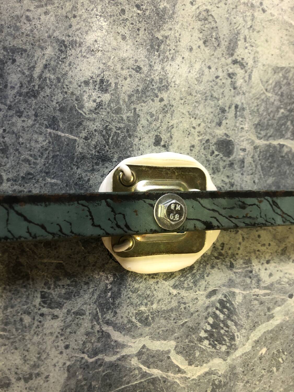 Vintage green marble and wrought iron coffee table