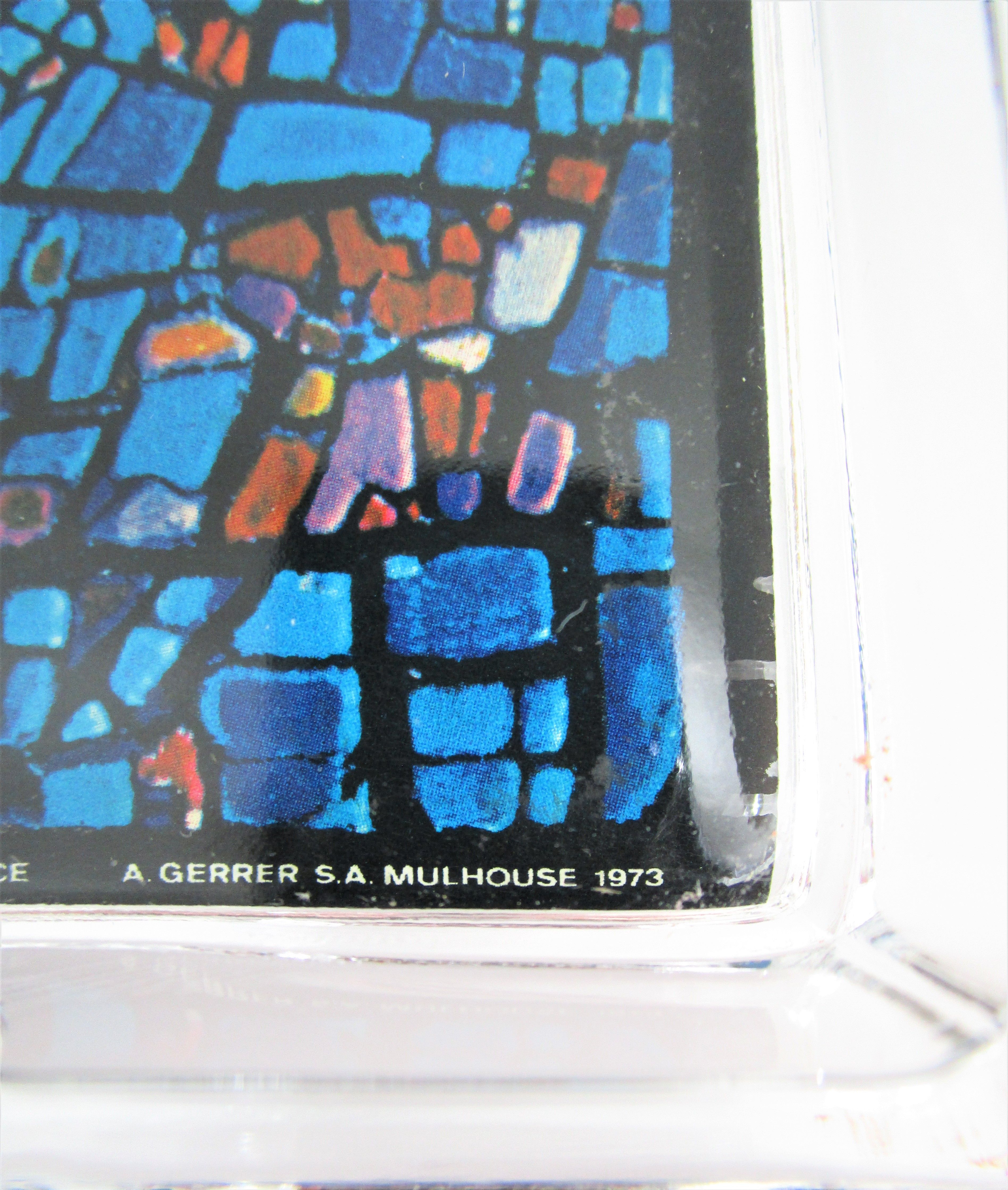 Ashtray thick glass blue decoration Air France 70s