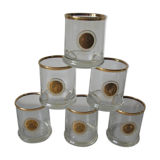 Set of 6 old bourbon whiskey glass 1970s décor Napoleon Veneta