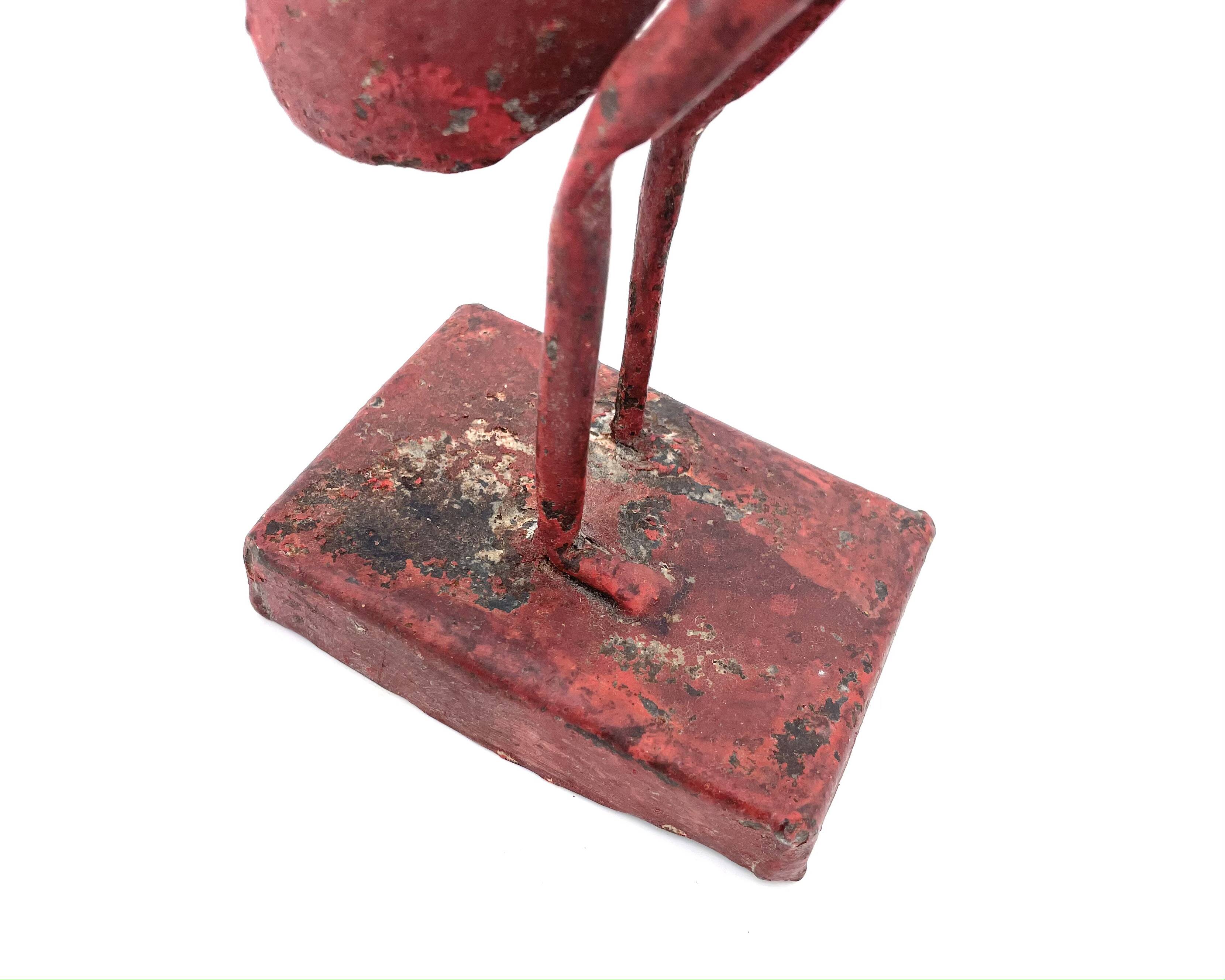 Exotic bird with red pink patina, 80s