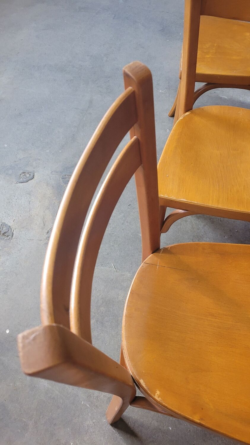 Series of 4 bistro chairs signed Baumann 1950 vintage