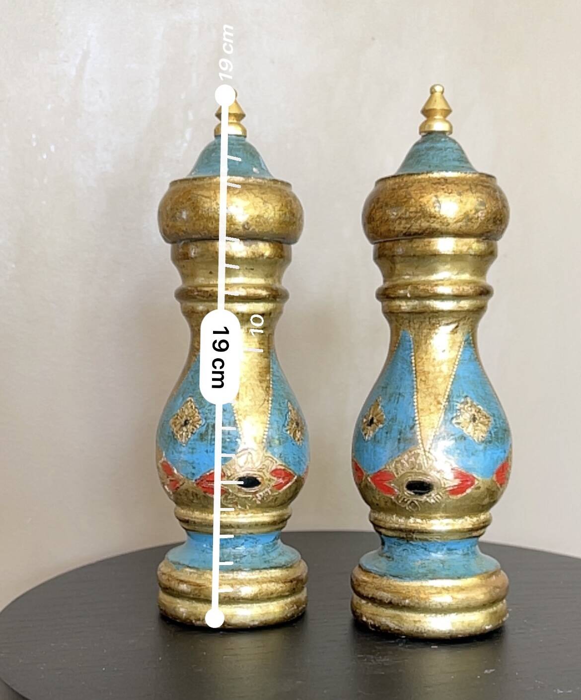 Vintage Italian Salt and Pepper Shakers - Hand Painted Wood