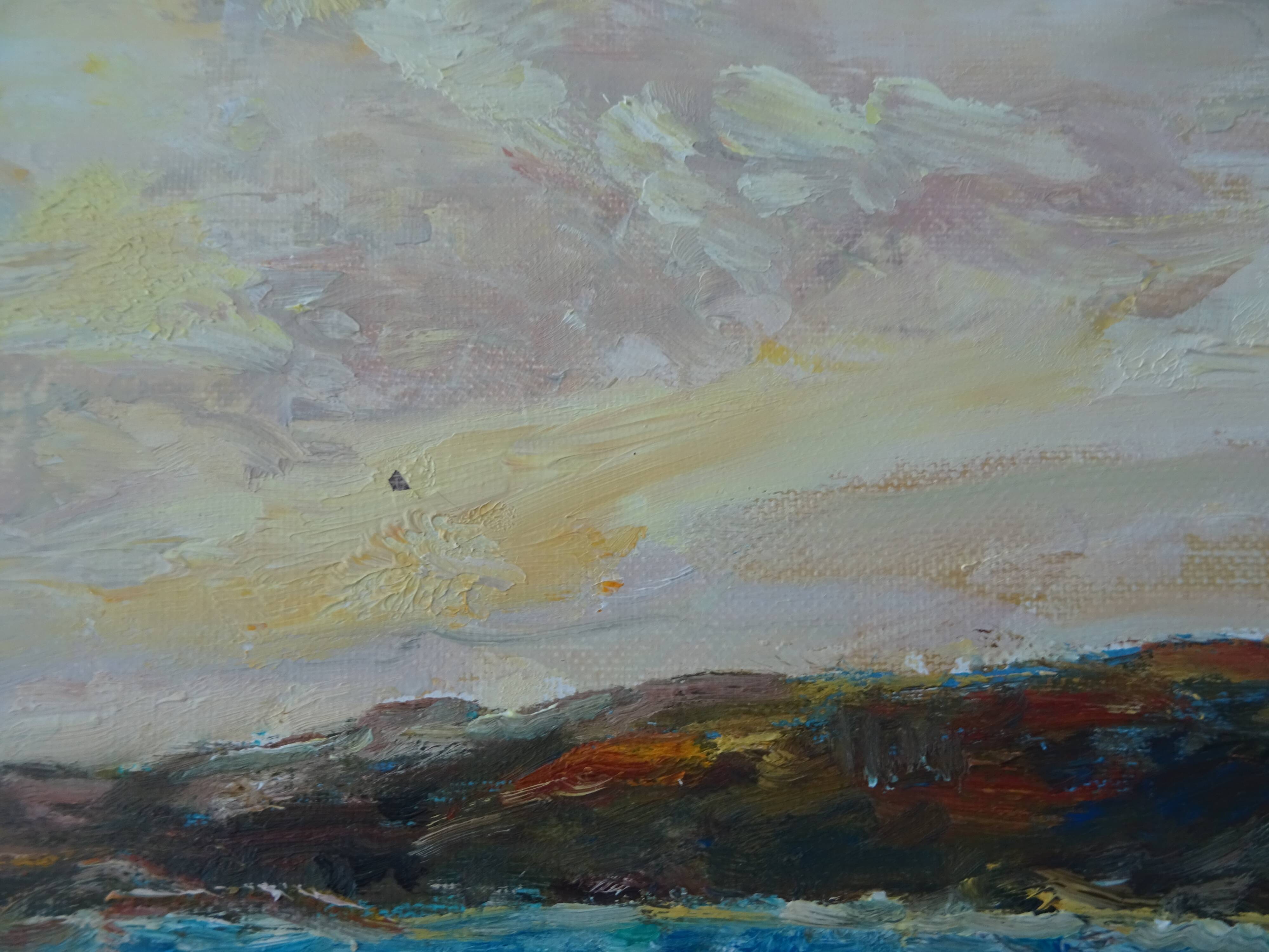 Seaside fisherman painting oil on canvas signed