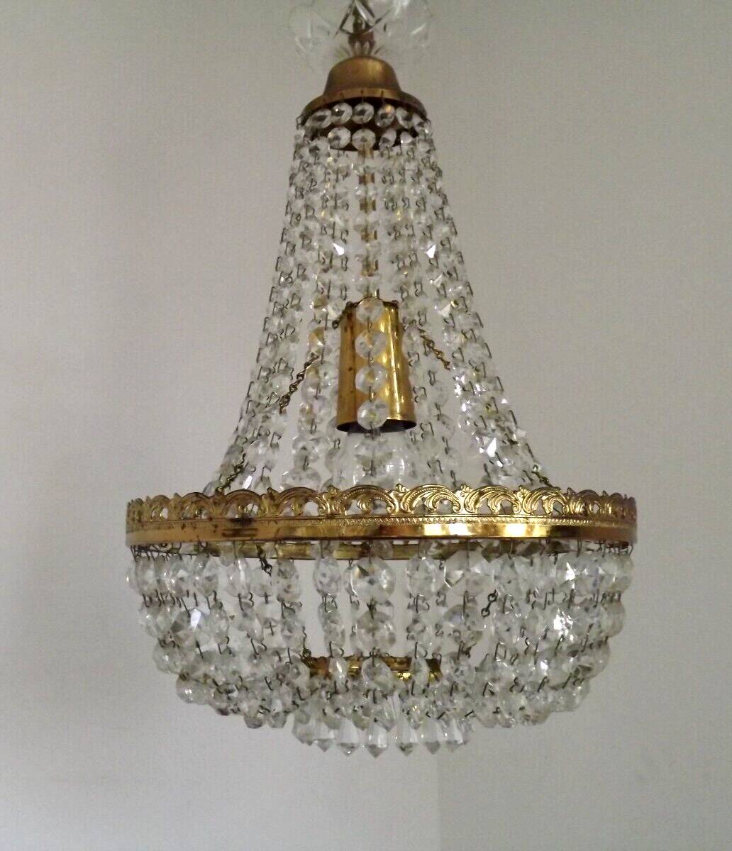 Preciosa Jablonec Czech Crystal & Brass Montgolfier Single Light Chandelier 4550