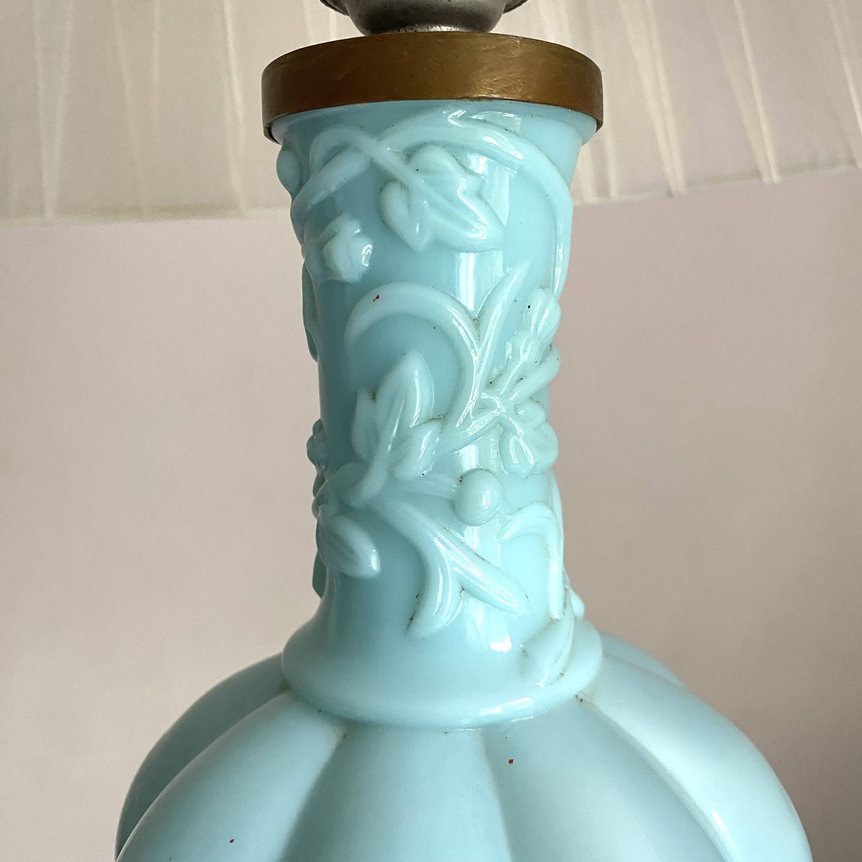 Sky blue opaline bedside lamp