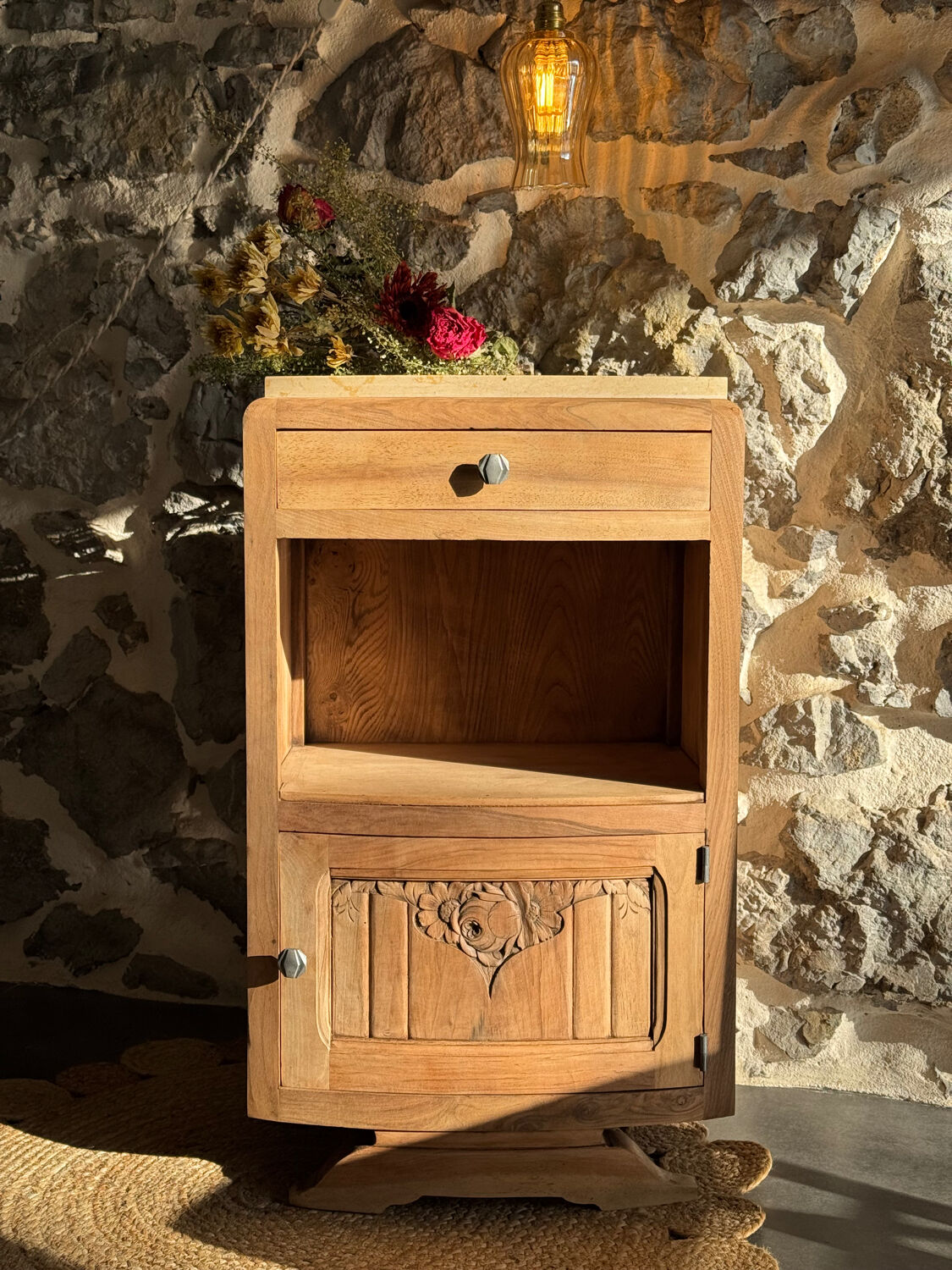 Small Art Deco piece in solid walnut and marble - 1930s