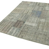 Handmade Anatolian Vintage 173 cm x 242 cm Grey Patchwork Carpet