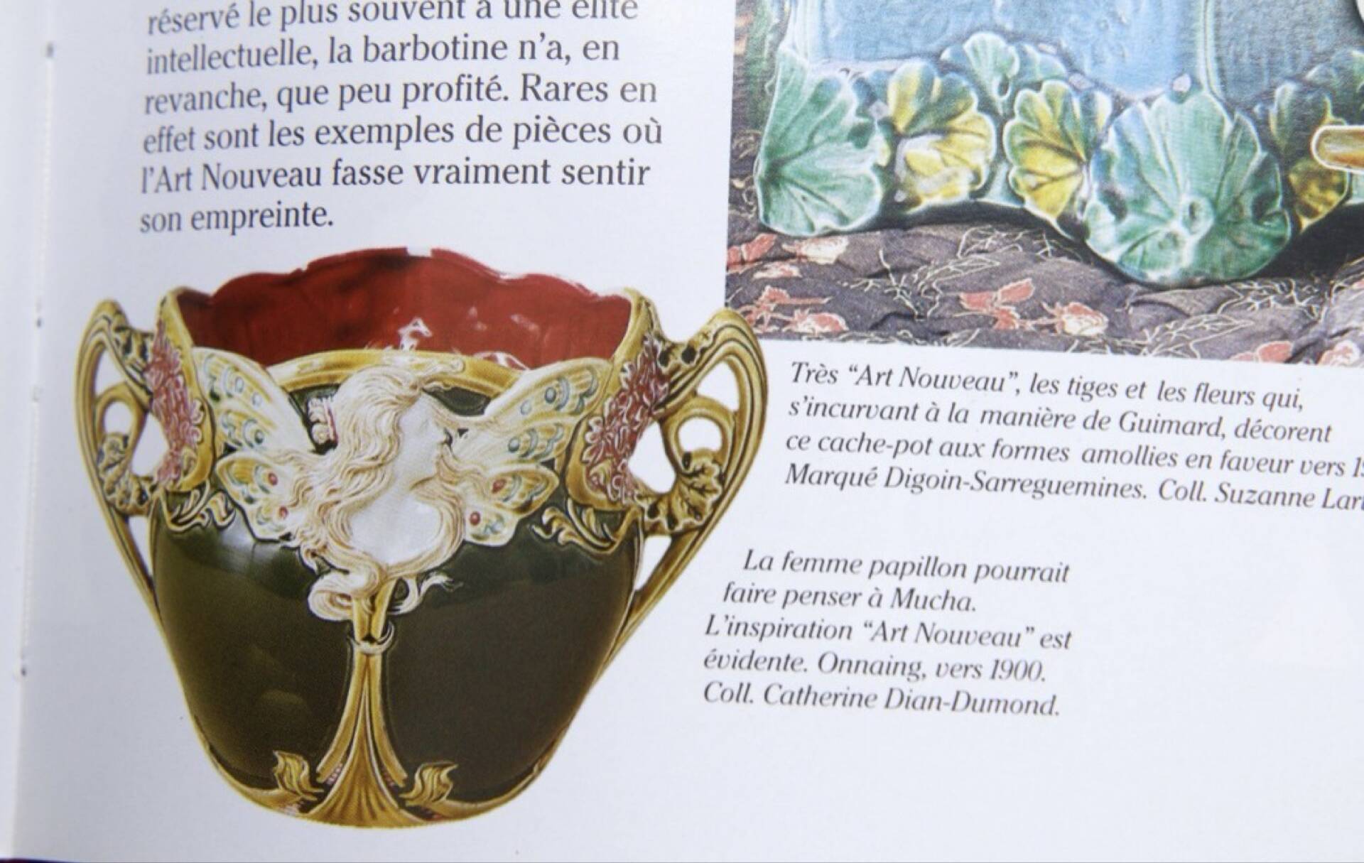 Pair of slipware plant pots in Art Nouveau style