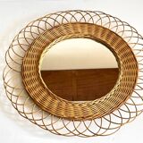 Vintage rattan sun mirror