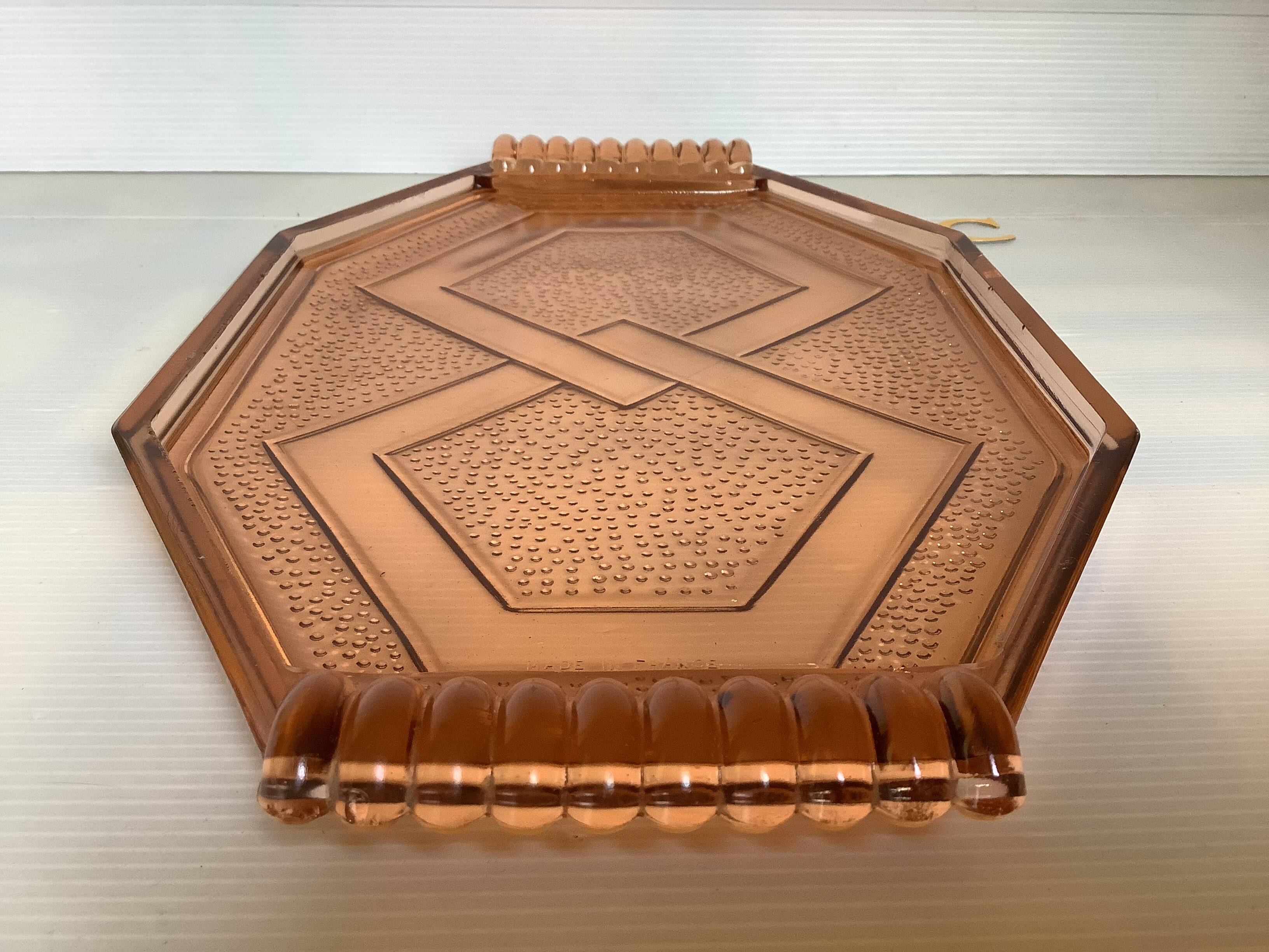 Rosaline C style pink glass tray dish