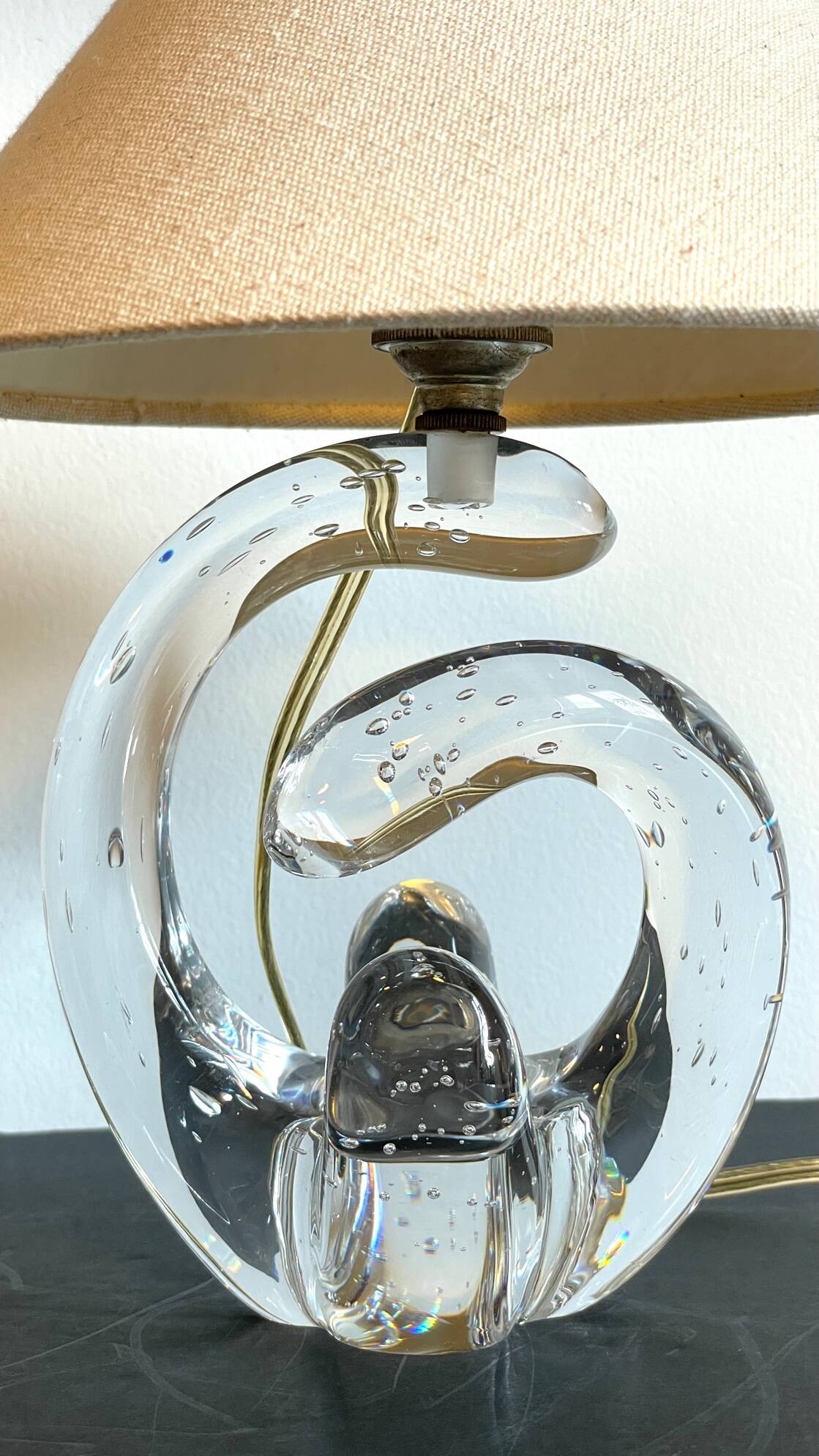 Lampe cristal art déco gravée Paris France