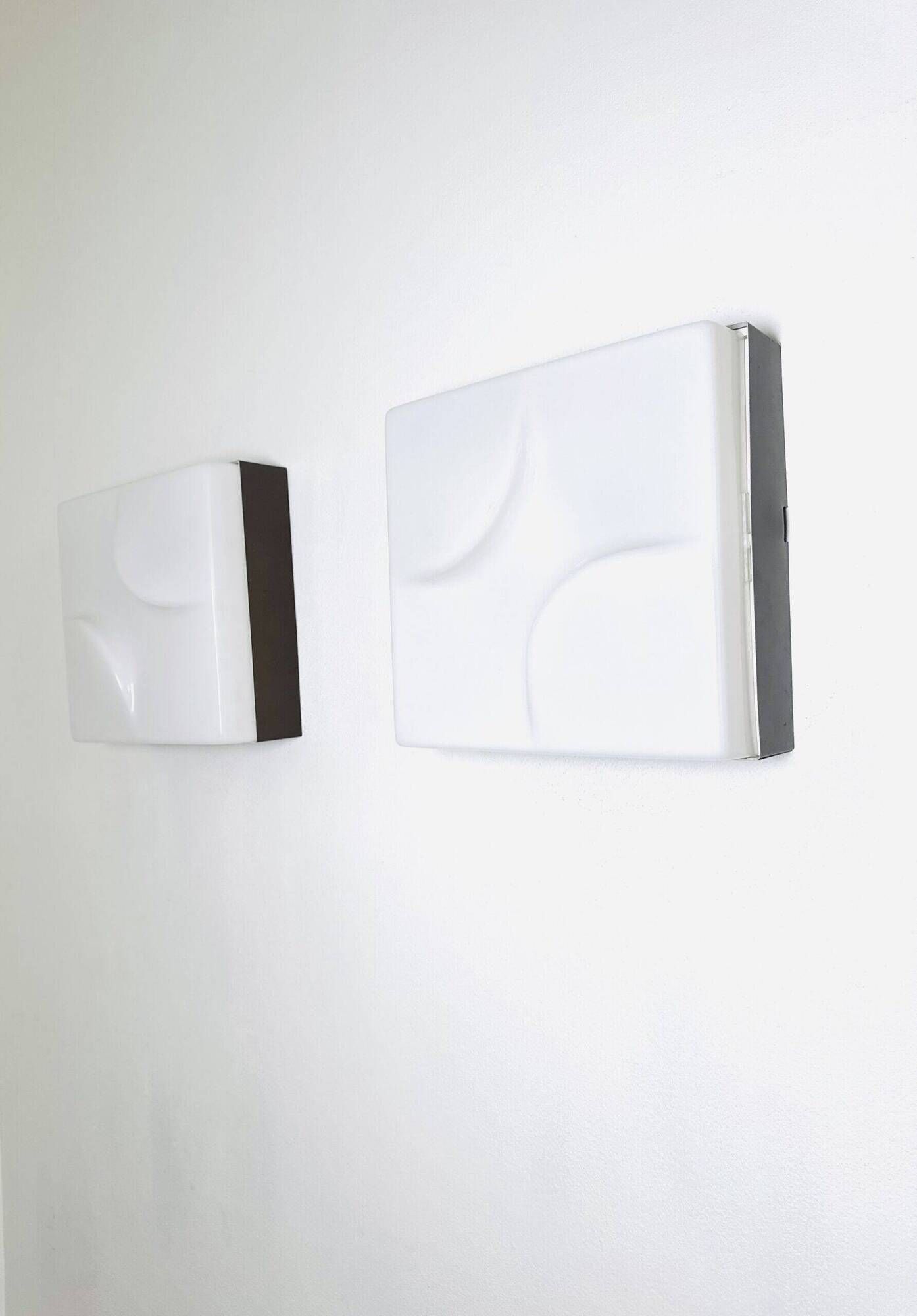 F-3071 Square Abstract Wall Lamps By Raak Amsterdam, The Netherlands 1970S