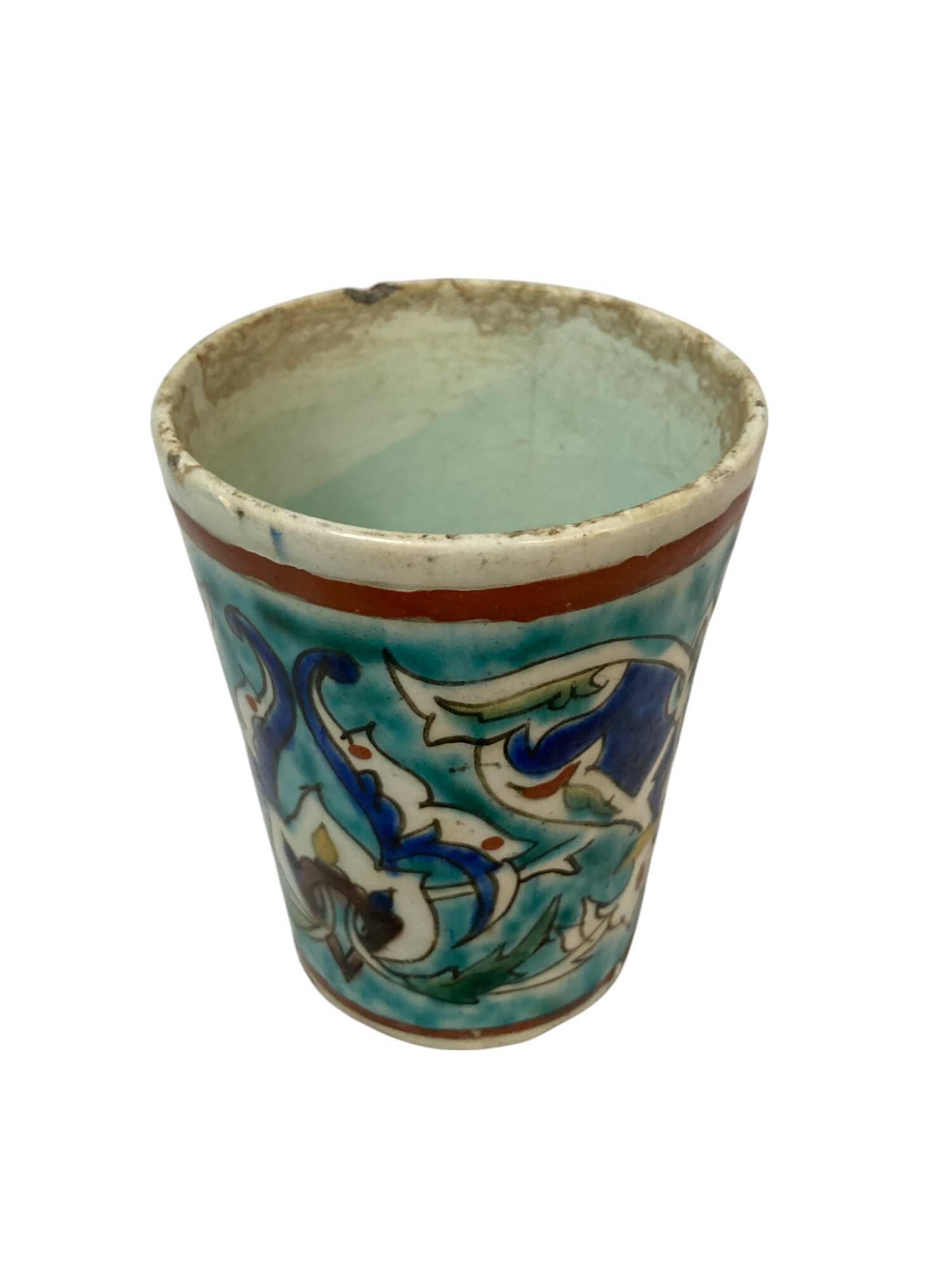 Iznik, glass goblet in polychrome faience Turkey 19th century