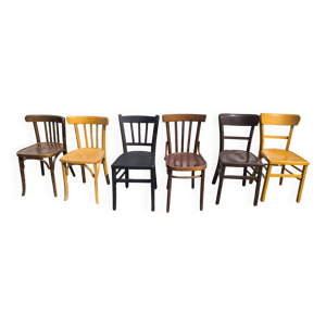 Lot 6 chaises bistrot - bois