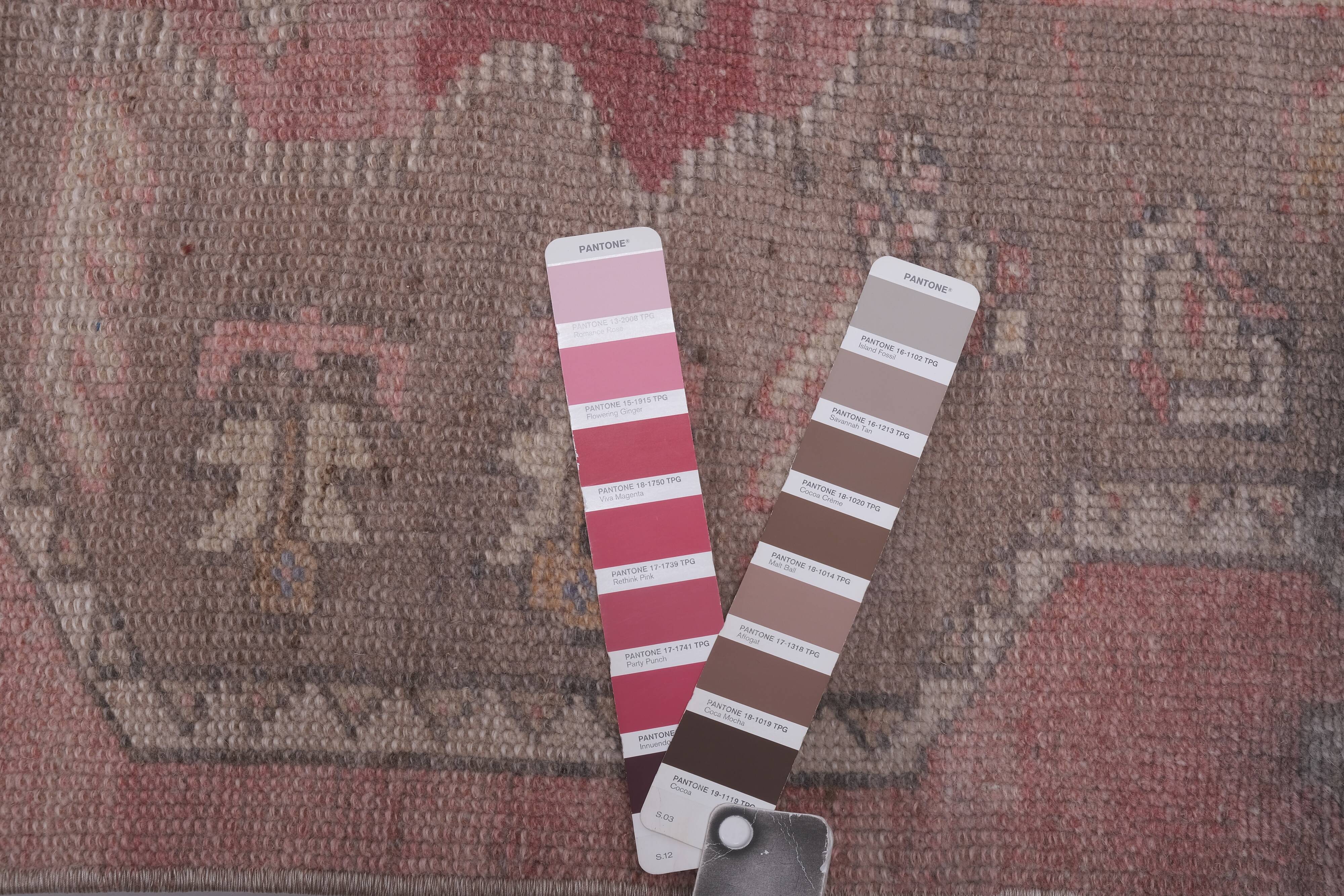 Vintage Turkish rug from Oushak, hand-woven 100x353 cm