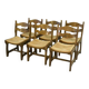 6 chaises en chêne massif et paille dans le goût de Guillerme et Chambron, 1950