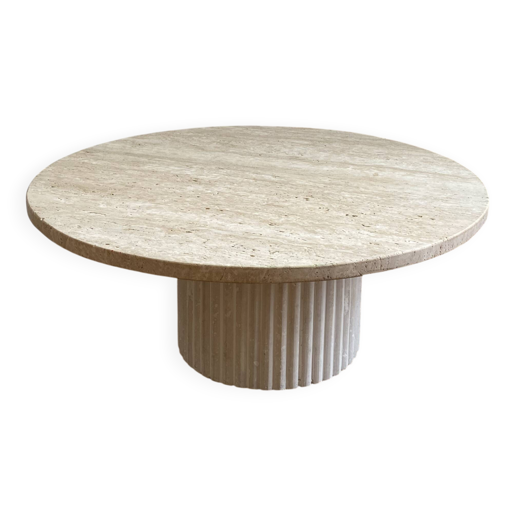 Omega Circular Coffee Table Natural Travertine - 80cm D