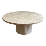 Omega Circular Coffee Table Natural Travertine - 80cm D