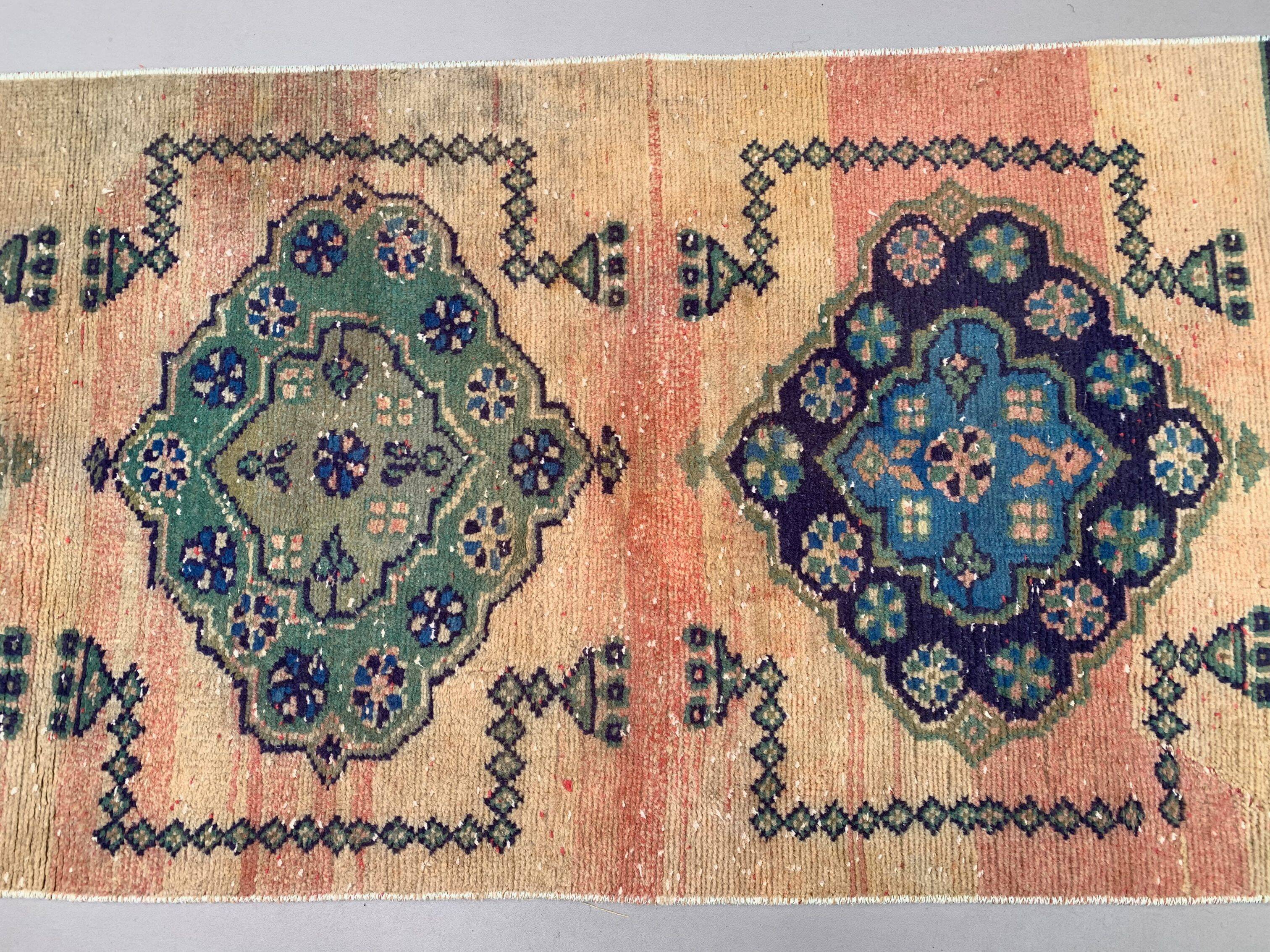 Distressed Turkish Runner 335x81 cm wool Vintage Tribal Rug