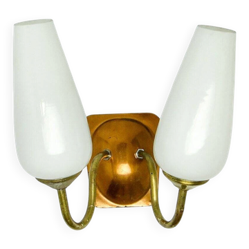 Vintage 2-armed wall lamp in brass, 1970s