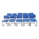 Vintage chrome cantilever chairs with blue checkered upholstery, 1970s, set of 10