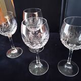4 large crystal wine glasses (from Lorraine?)