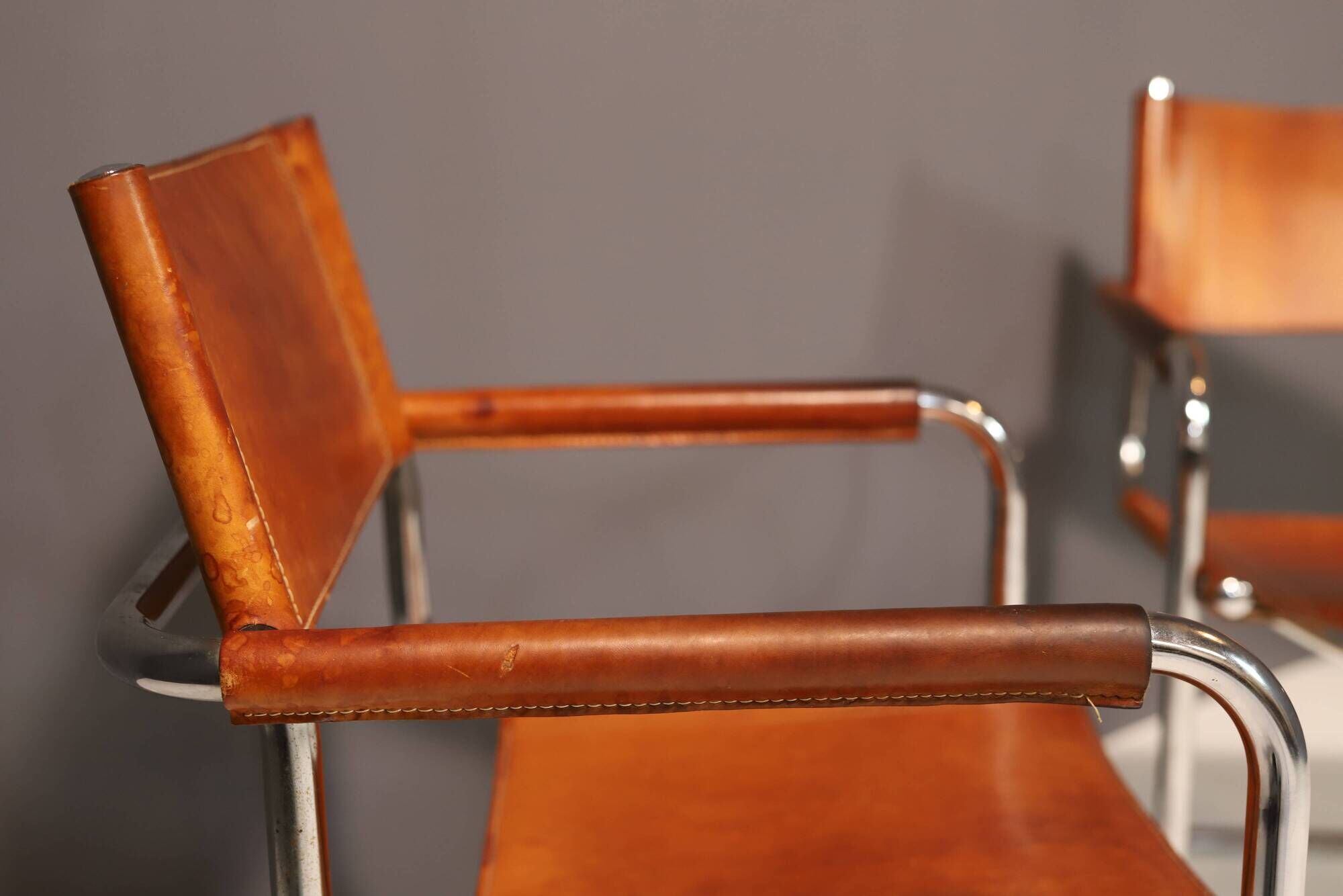 Pair of Cantilever Tubular Steel Armchairs MG5 Grassi style, 1970´s