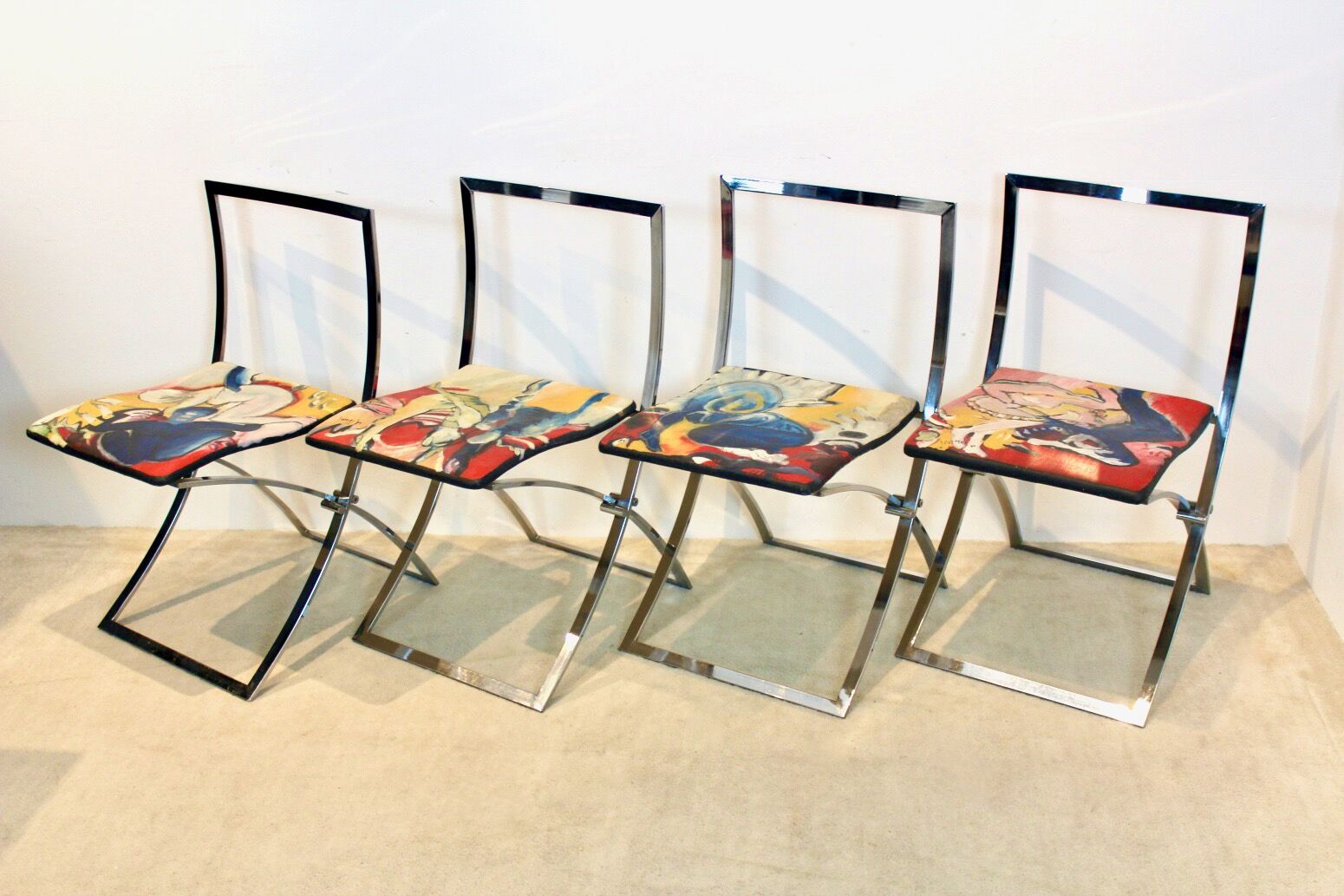 One off Hand painted set of four ‘Luisa’ Dining Chairs by Marcello Cuneo