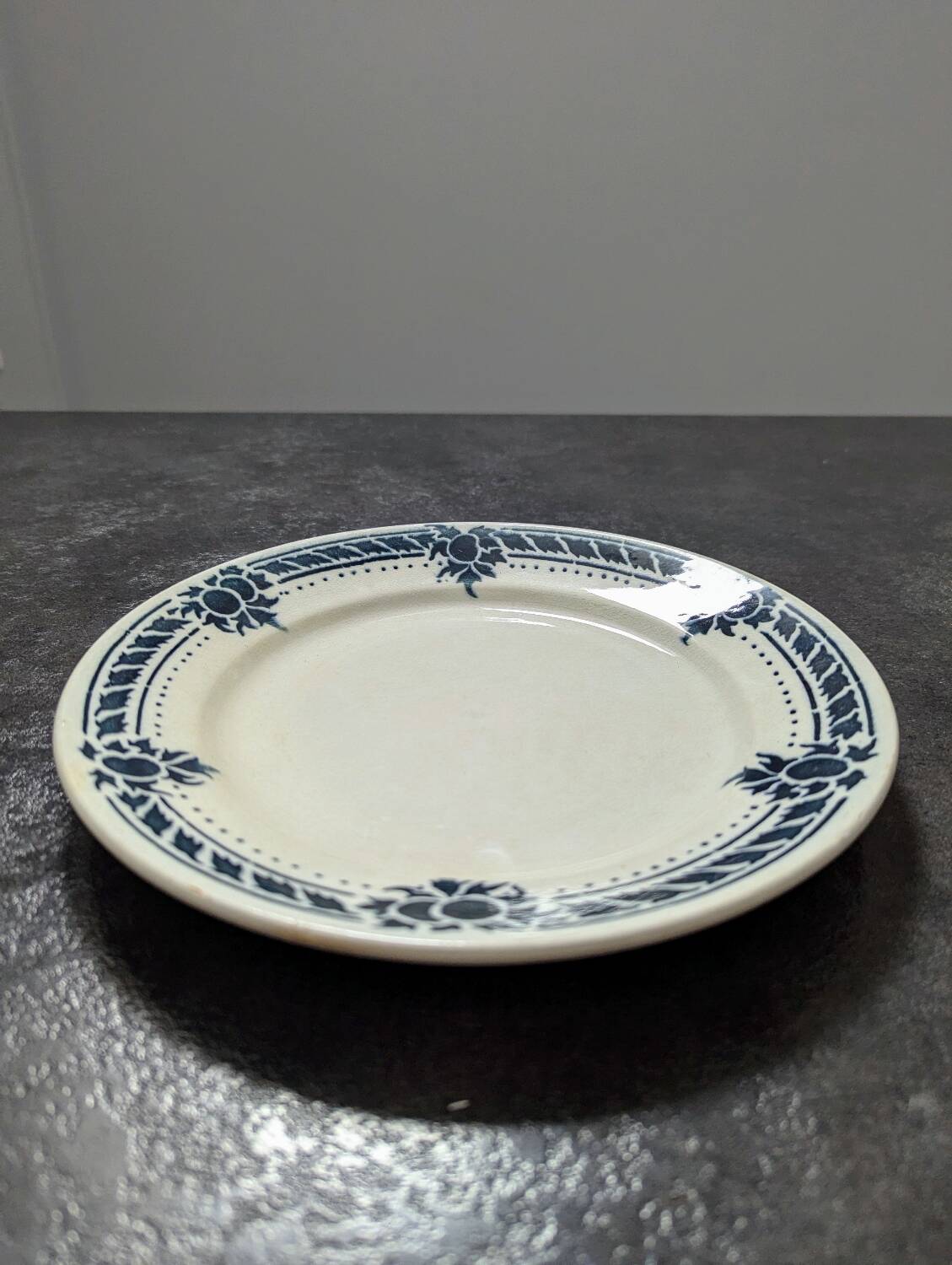 Lot of 10 old Badonviller flat plates, Jeanne model