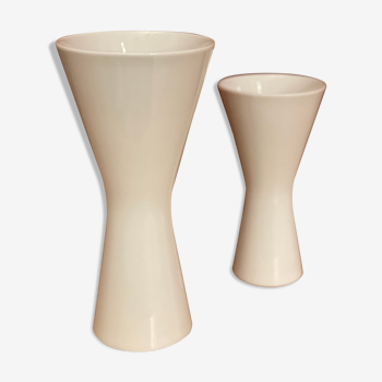 2x White Porzellan Vases by H&C Heinrich Selb 1960s