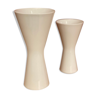2x White Porzellan Vases by H&C Heinrich Selb 1960s