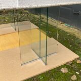 Dining table 70-80s in granite and tempered glass